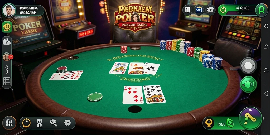 Screenshot gameplay menunjukkan suasana seru saat bermain Poker.