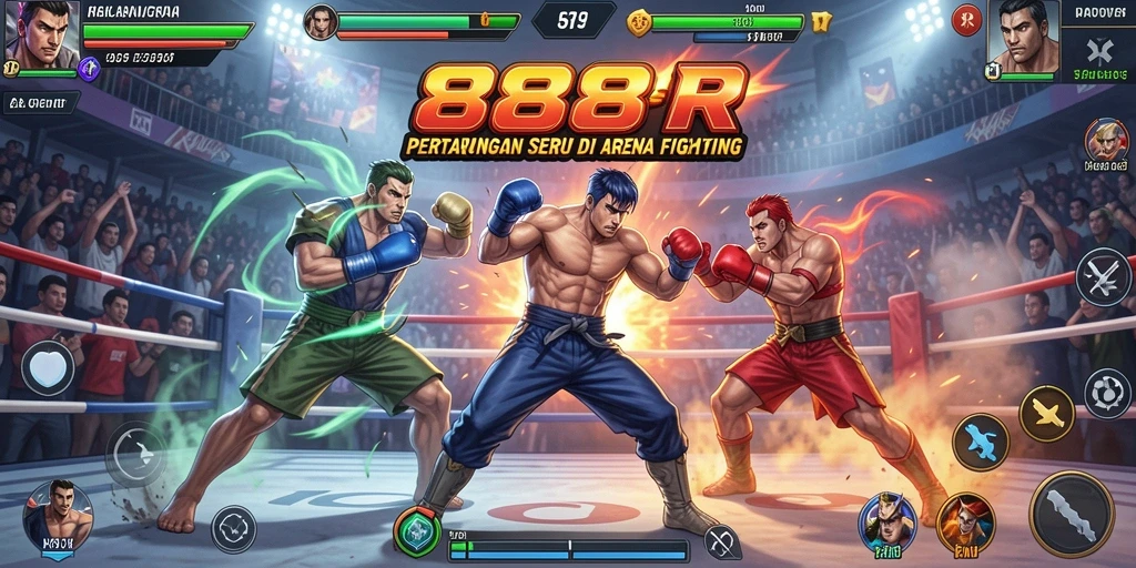 Gameplay seru dalam pertandingan Fighting 888R.