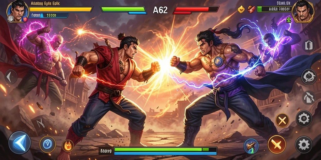 Tampilan screenshot gameplay AA62 menampilkan pertarungan seru antar karakter.