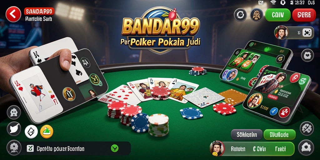 Tampilan gameplay Poker yang mendebarkan dan interaktif.