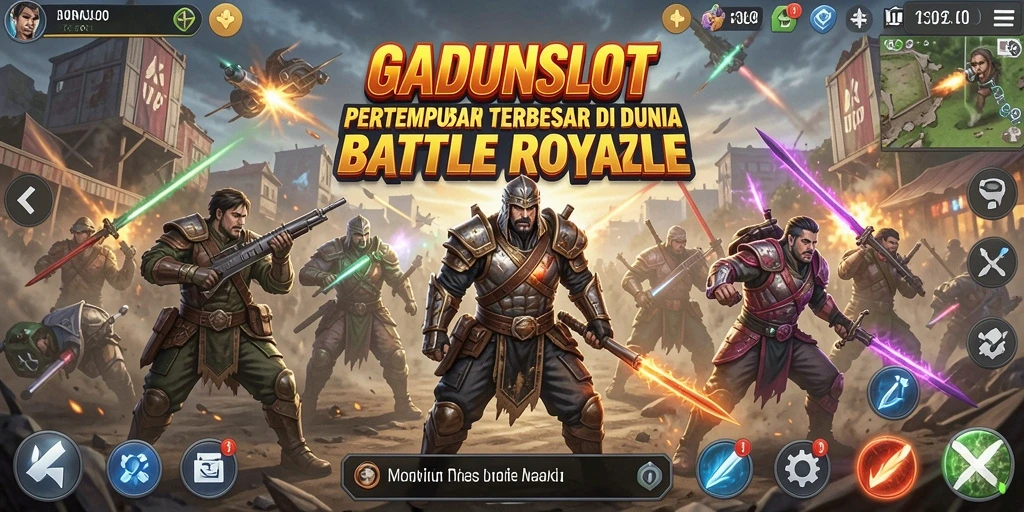 Gameplay intens GADUNSLOT dalam pertempuran Battle Royale.