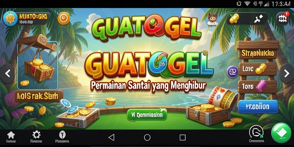 Tampilan gameplay GUATOGEL yang seru dan berwarna-warni.