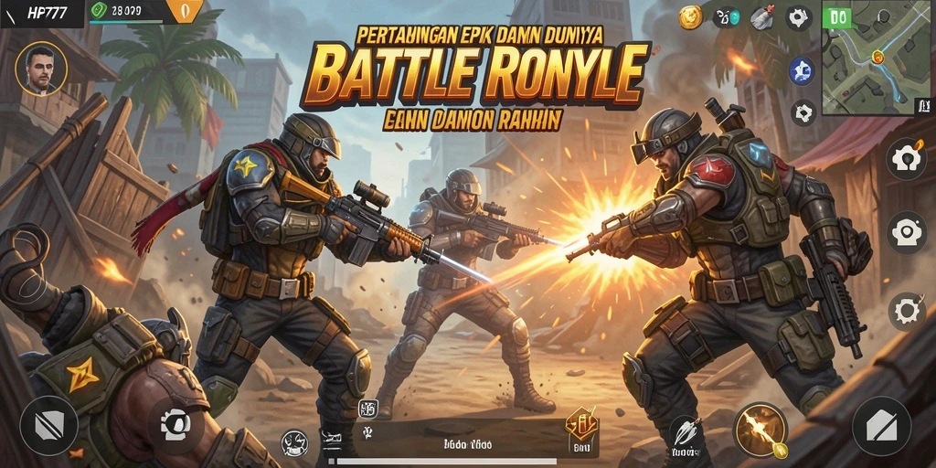 Gameplay Battle Royale intens di dalam HP777 yang penuh aksi.