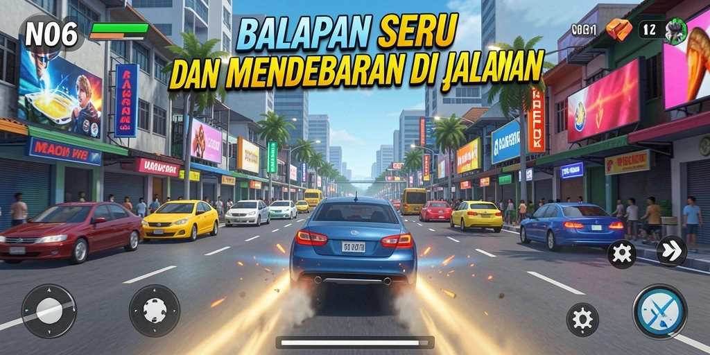 Gameplay seru balapan mobil di N06 dengan trek menantang.