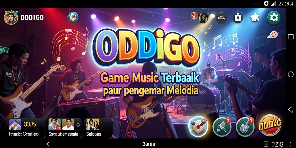 Screenshot ODDIGO menunjukkan pemain menikmati gameplay musik yang seru.