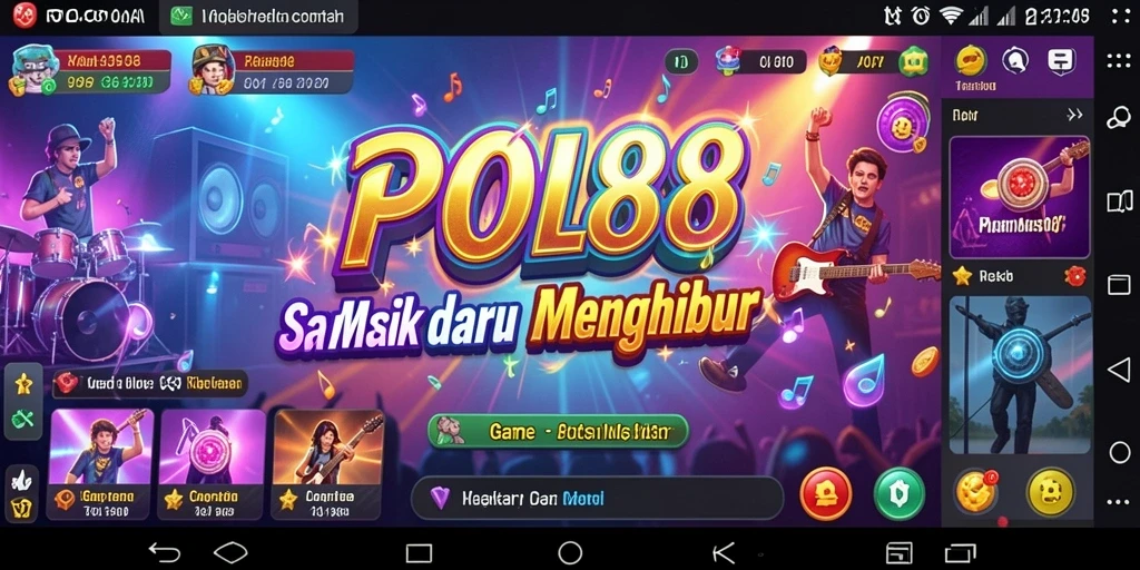 Gameplay POL88 yang menarik dengan antarmuka yang cerah.