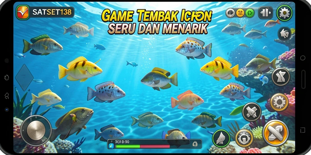Tampilan menarik permainan tembak ikan yang seru dan menyenangkan.