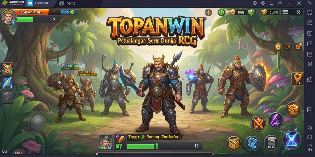 Screenshot gameplay TOPANWIN dengan karakter beraksi di dunia RPG.