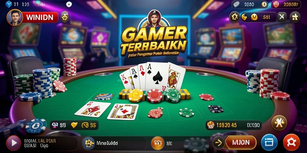 Tampilan gameplay poker yang mendebarkan di aplikasi WINIDN.