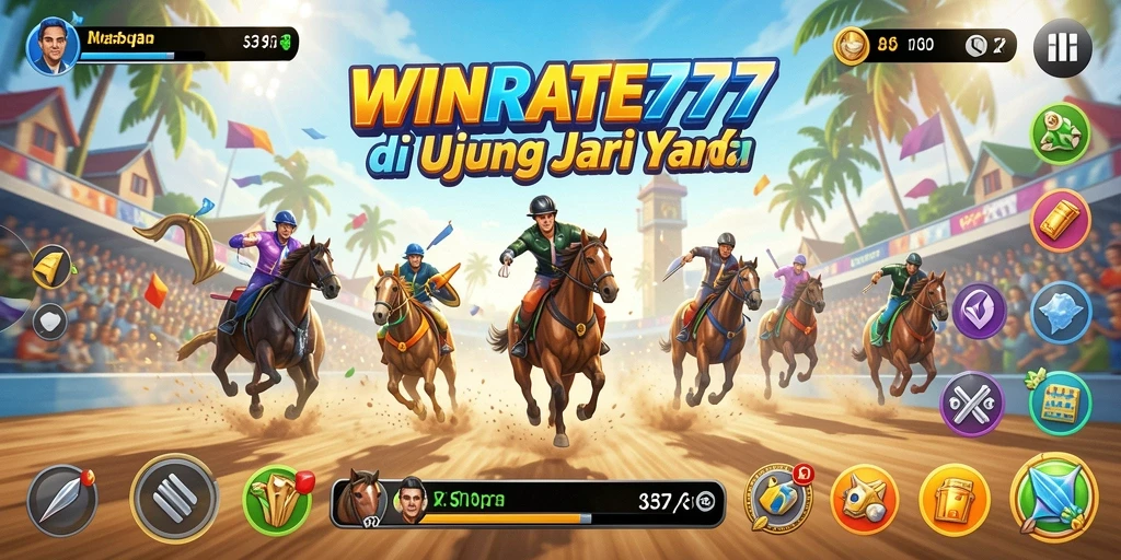 Screenshot gameplay WINRATE777 menampilkan aksi balapan yang mendebarkan dan mobil yang memukau.